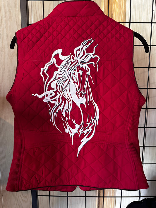 HORSE HEAD QUILTED PADDING VEST: RED