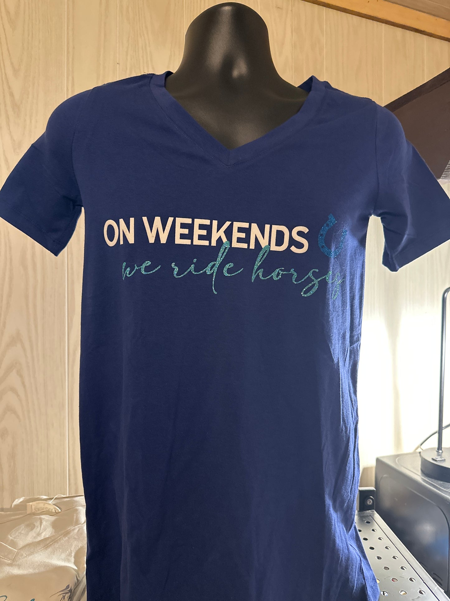 On Weekends We Ride Horses V-Neck Tee