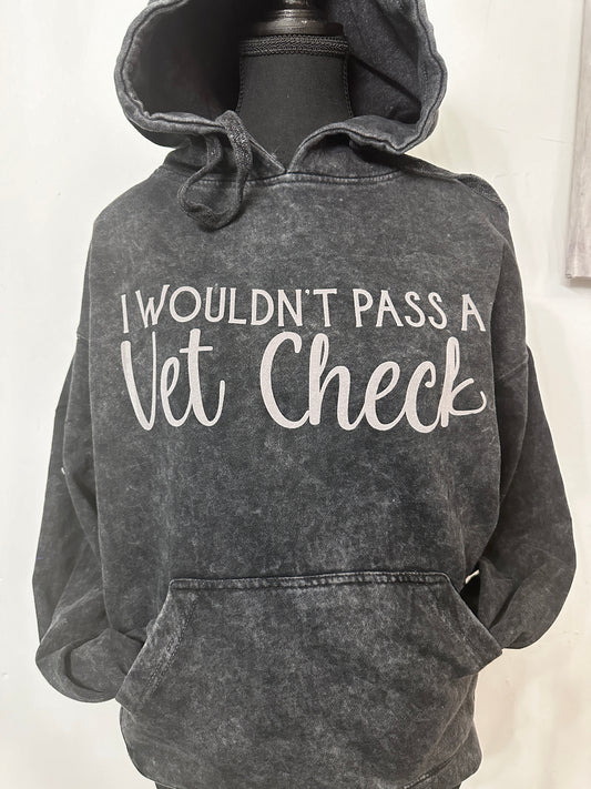 Vet Check Unisex Acid Wash Fleece Pull Over Hoodie