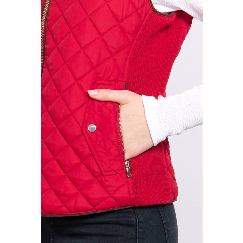 HORSE HEAD QUILTED PADDING VEST: RED